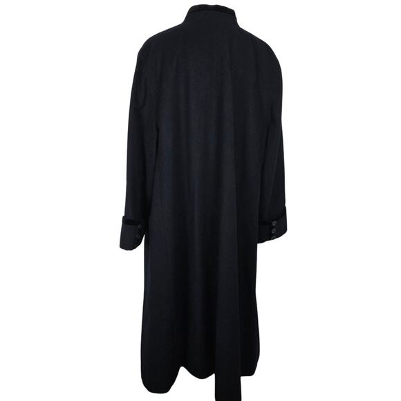 Hervé Benard 22W navy blue Wool Long Coat Women Plus Classic Winter Overcoat VTG - Picture 3 of 9